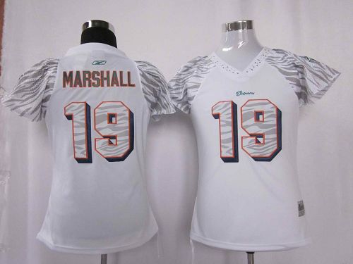 Dolphins #19 Brandon Marshall White Women's Zebra Field Flirt Stitched NFL Jersey